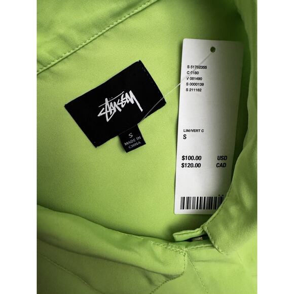 Stussy Nomi House Dress Light Neon Green Stussy Logo Snap Closure Size Small - Picture 10 of 10